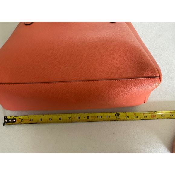 Nanette Lepore Coral Orange Pebbled Leather Bag Shoulder Purse Gold Hardware - Picture 6 of 8